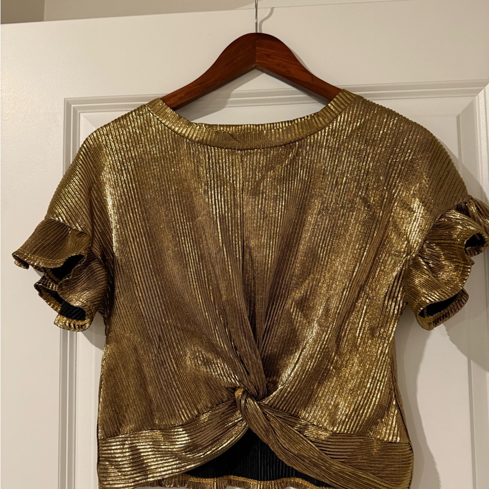 love, Fire Gold Twist Front Crop Top